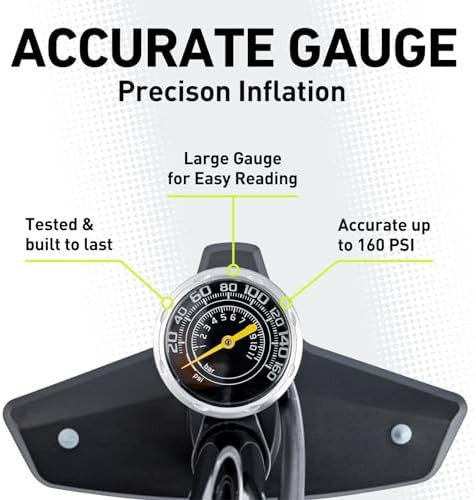 Black steel floor pump with 160 PSI gauge — photo 4