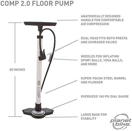 White Comp floor pump with gauge — photo 5