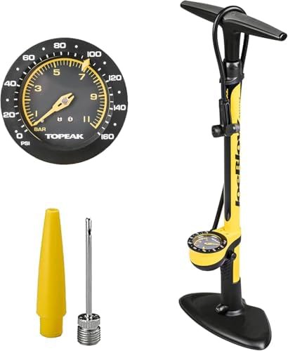 Steel Barrel Floor Pump with Analog Gauge