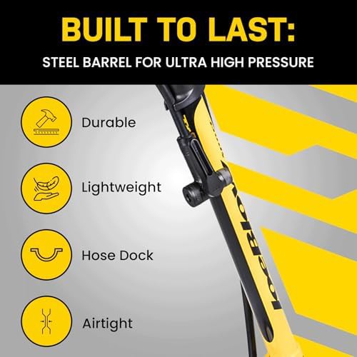 Steel Barrel Floor Pump with Analog Gauge — photo 3
