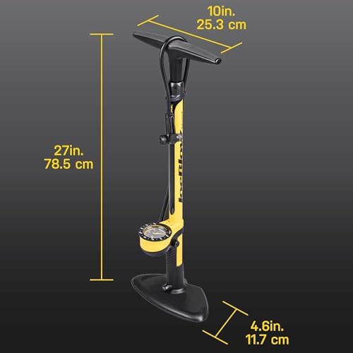 Steel Barrel Floor Pump with Analog Gauge — photo 5