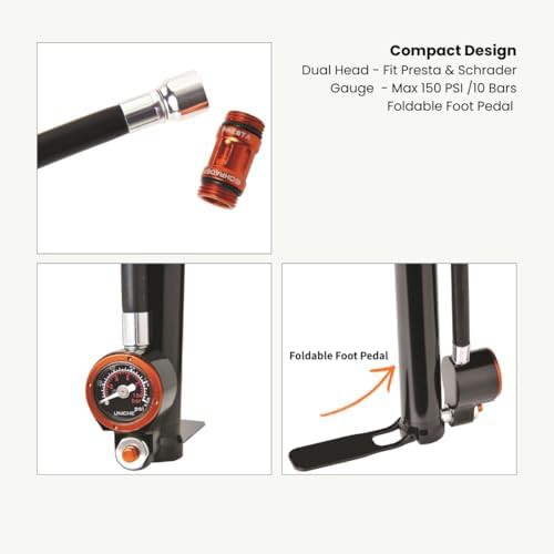 Silver Mini Floor Pump with Gauge — photo 4
