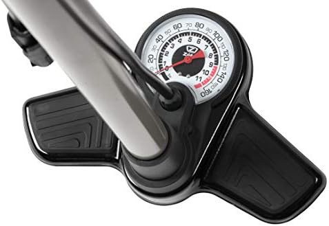 Silver black floor pump with gauge — photo 5
