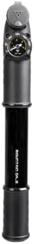 Black mountain bike pump with integrated gauge