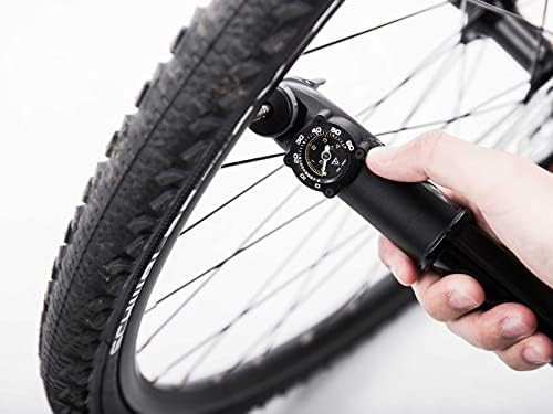 Black mountain bike pump with integrated gauge — photo 4