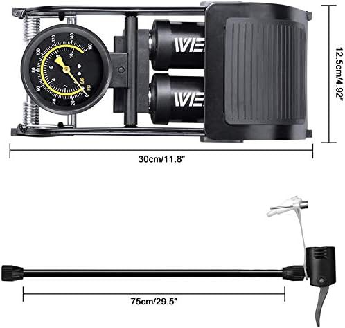 Double Barrel Steel Pedal Pump with Gauge — photo 4