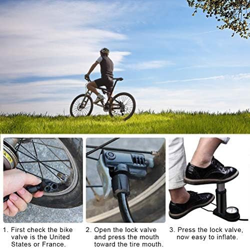 Black mini foot pump with pressure gauge — photo 4
