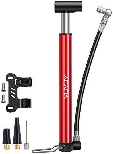 Red Mini Bike Pump with Frame Bracket