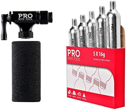 CO2 Inflator with Five Threaded Cartridges Bundle