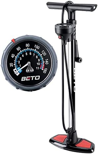 Red Universal Floor Pump with Gauge