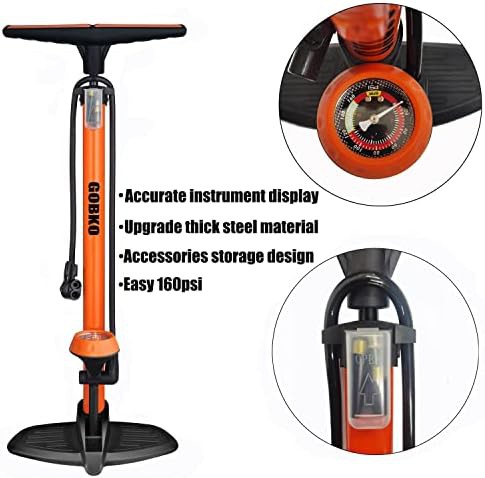 High Pressure 160 PSI Steel Floor Pump — photo 4