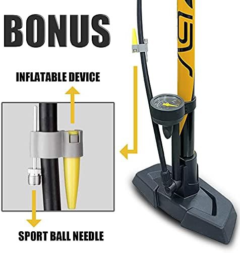 Ergonomic Steel Floor Pump with Gauge — photo 4