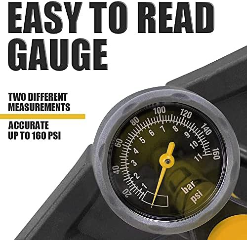 Ergonomic Steel Floor Pump with Gauge — photo 5