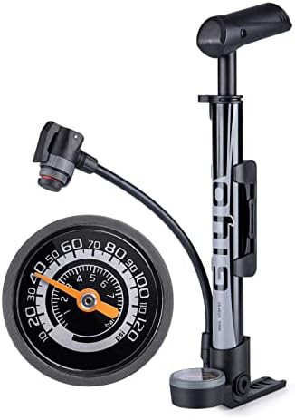 Compact mini bike pump with 120 psi gauge