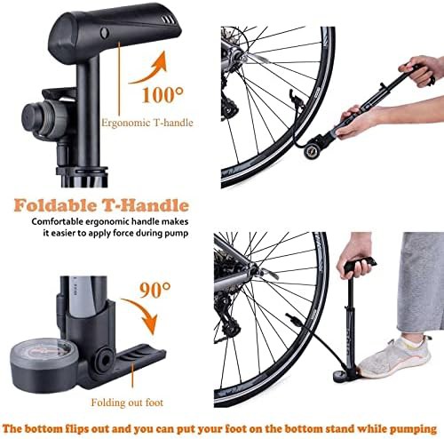 Compact mini bike pump with 120 psi gauge — photo 4