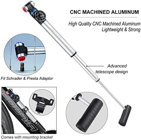 Presta road mini bike pump with foldable handle — photo 3