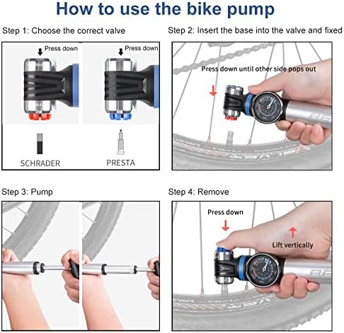 Presta road mini bike pump with foldable handle — photo 5