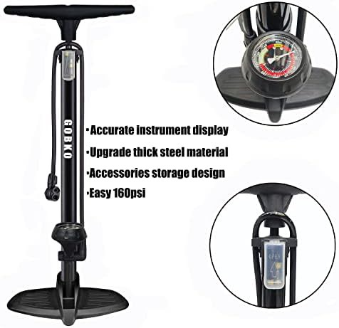 Professional 160 PSI Bicycle Inflator with Gauge — photo 4