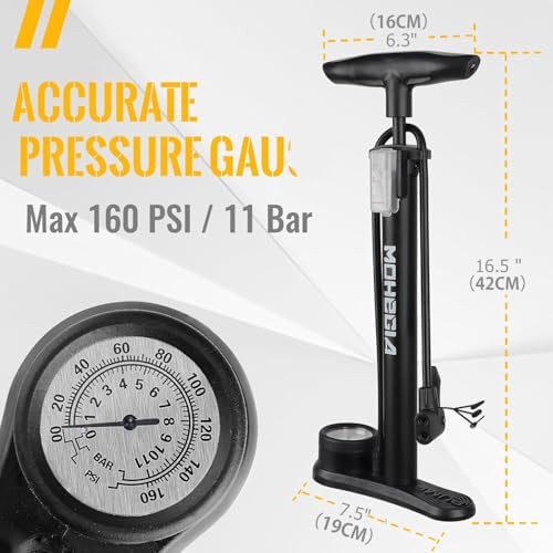 High Pressure Steel Floor Pump with Gauge — photo 5