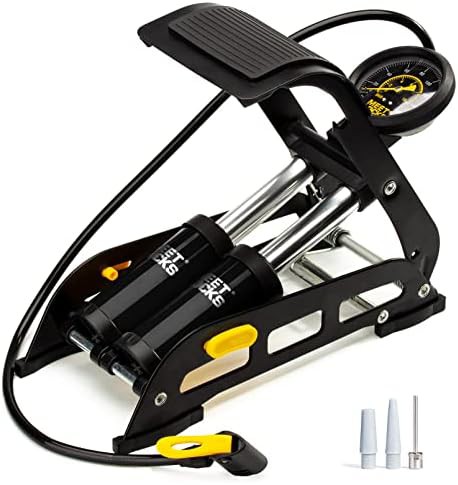 Double Cylinder Black Aluminum Floor Pump