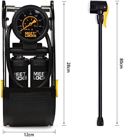 Double Cylinder Black Aluminum Floor Pump — photo 3