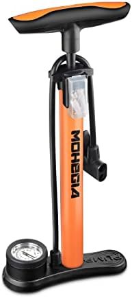 Orange Steel Floor Pump with Gauge
