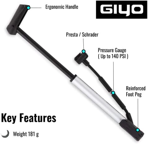 Aluminum Mini Floor Pump with Gauge — photo 5