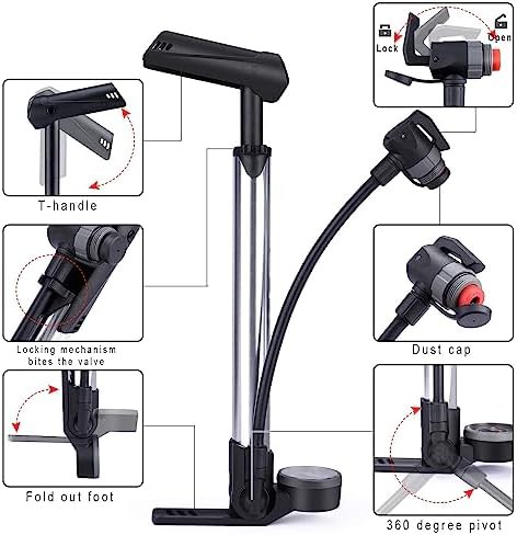 Portable Mini Floor Pump with Gauge — photo 3