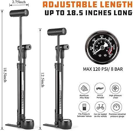 Black and Gray Mini Pump with Gauge — photo 4