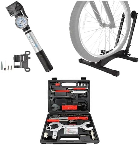Mini floor pump and 42 piece repair kit