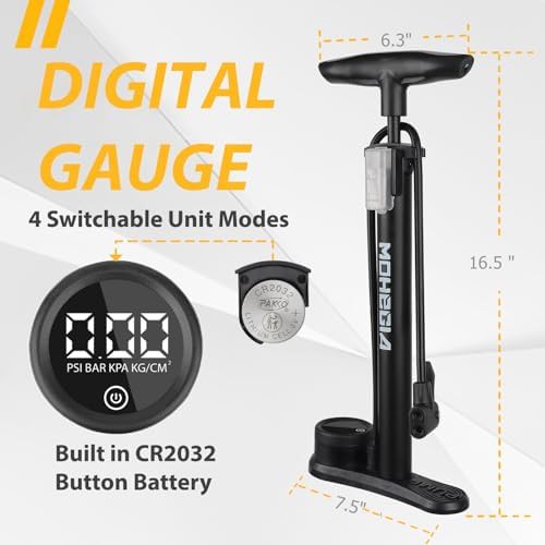 Black Floor Pump with Digital Gauge — photo 4