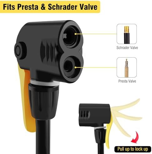 Portable Yellow Hand Pump for Road and Mountain Bikes — photo 3