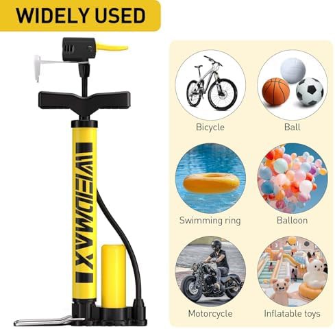 Portable Yellow Hand Pump for Road and Mountain Bikes — photo 5