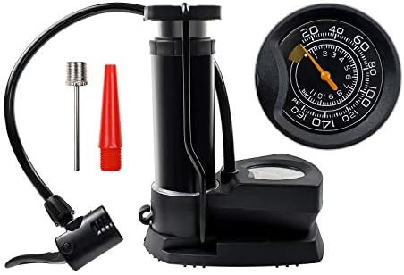 Black Motorcycle Foot Pump with Gauge