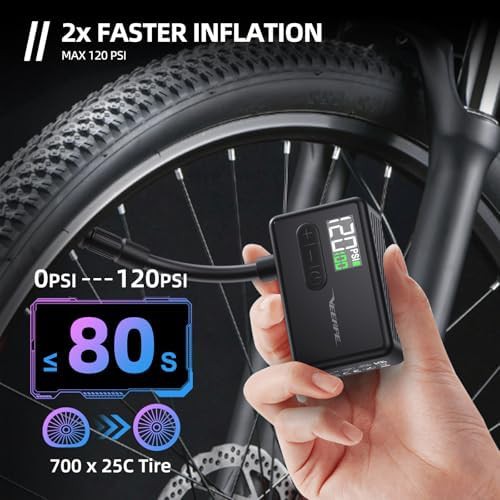 Tiny electric mini bike pump with auto stop — photo 3