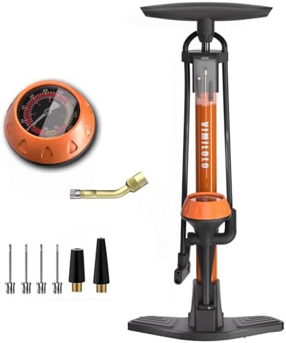 High pressure floor pump with gauge