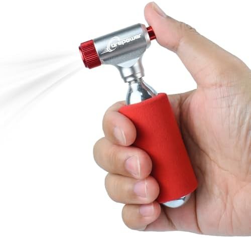 Silver and red alloy CO2 inflator