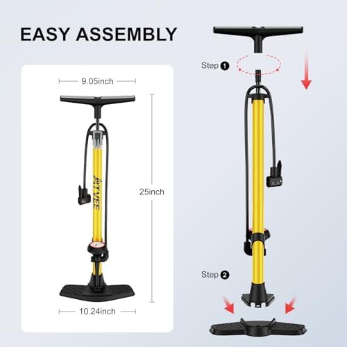 Heavy Duty Bicycle Floor Pump with Gauge — photo 5