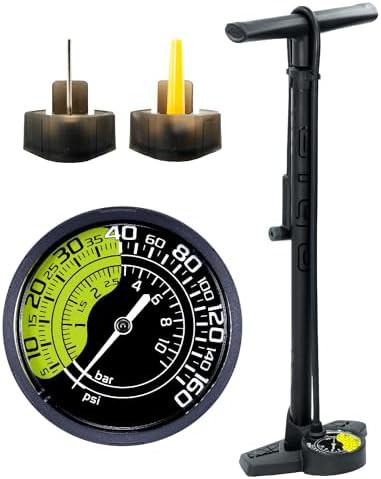 Steel Barrel Floor Pump with Dual Scale Gauge