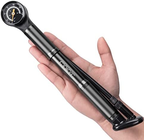 Portable mini bike pump with pressure gauge