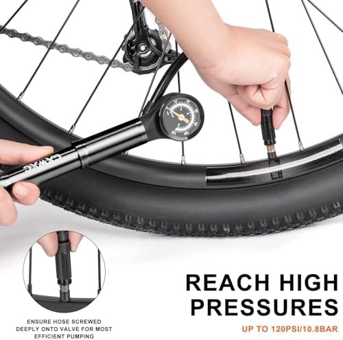 Portable mini bike pump with pressure gauge — photo 3