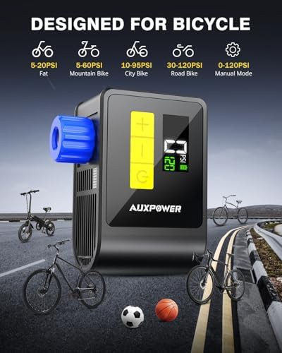 Auxpower mini electric bike pump 120psi — photo 4