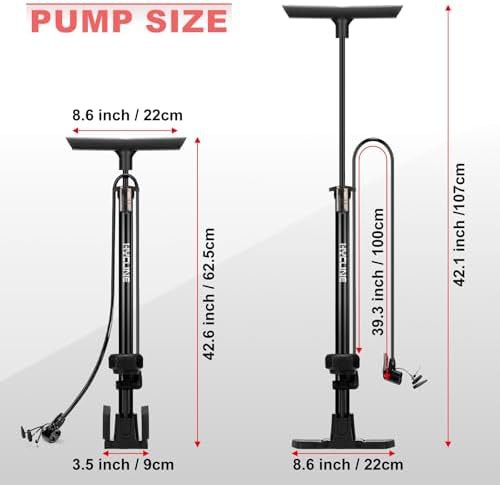 Full Size Floor Pump with High Pressure Gauge — photo 3