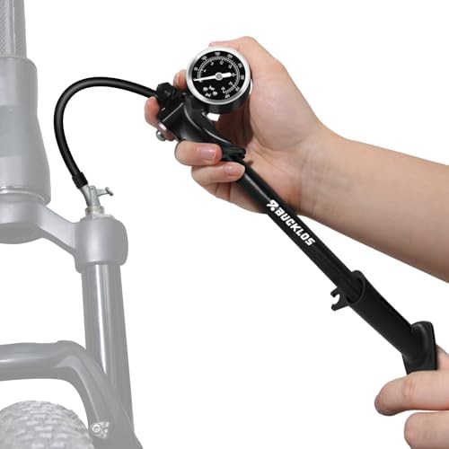 Gauge equipped mountain bike shock pump