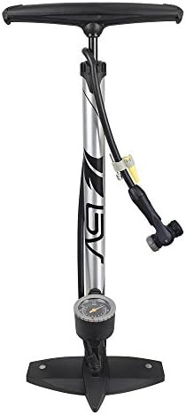 Silver Steel Floor Pump with Smart Valve