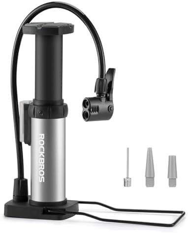 Mini Portable Silver Floor Pump with Dual Valve