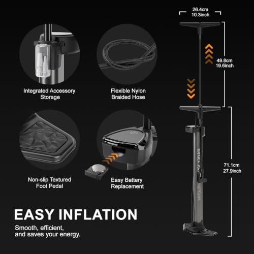 Tubeless booster floor pump with digital display — photo 4